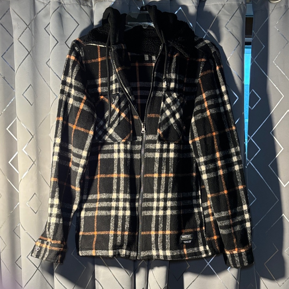 Wesc Plaid Hooded Jacket with Orange Accents Liam hoodie